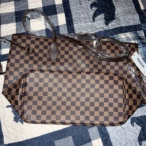Daisy Rose Brown checkered tote bag brand new